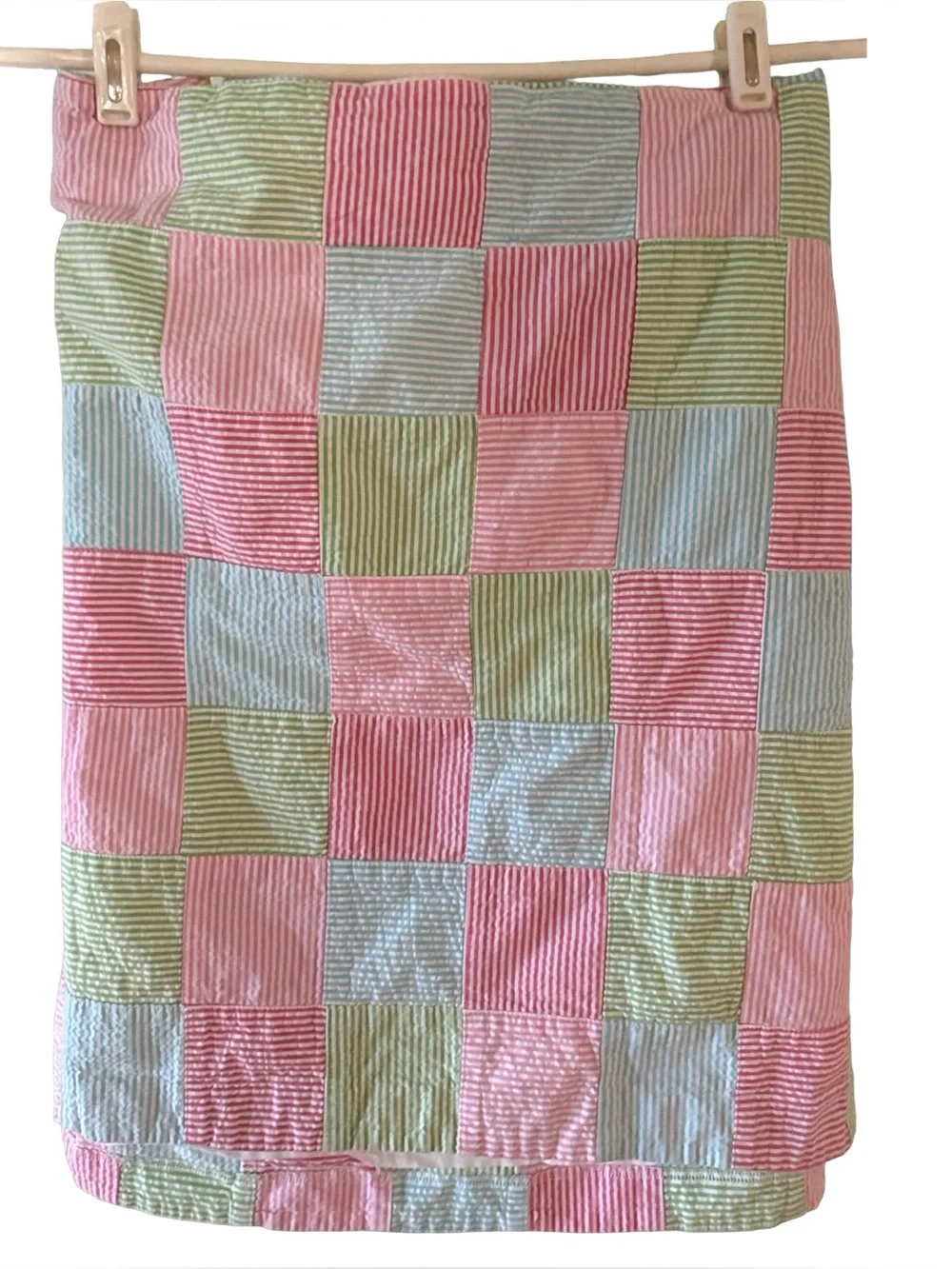 Talbots Pastel Patchwork Striped Seersucker Skirt Size 22W
